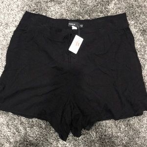Black Lace Front Crepe Shorts